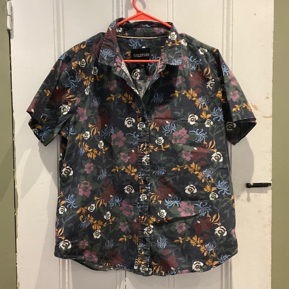 Wildfang Floral Button Down Shirt - Navy and Multicolor